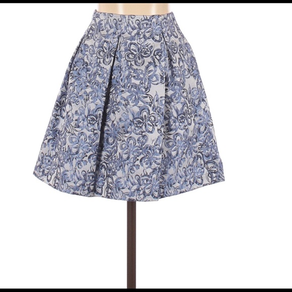 Aqua Dresses & Skirts - Aqua Blue Brocade Mini Pleated Flare Skirt NWT